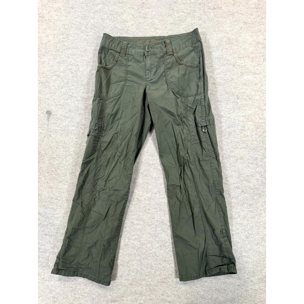 Apt. 9 Utility Capri Modern Pants Womens 26W Green Cargo Pockets Straight Leg
